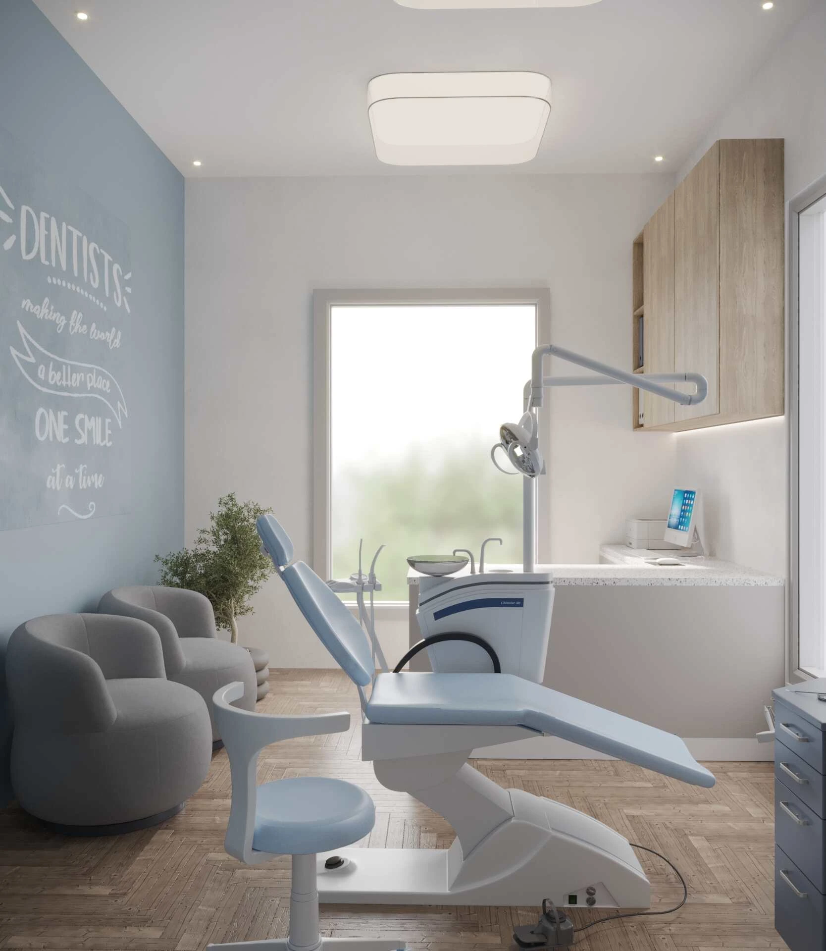 A modern dental office at Wink Orthodontics in Prosper or Colleyville, TX, with natural light and Orthodontic Consultation.